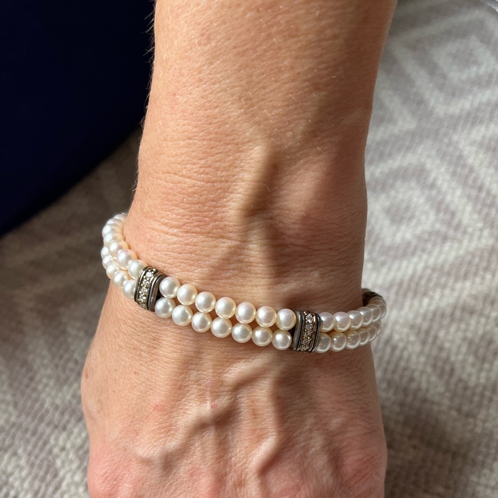 Lagos 18k gold and sterling silver pearl bracelet